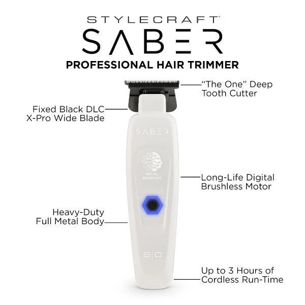 S|C Saber Limited Edition Cordless Trimmer White