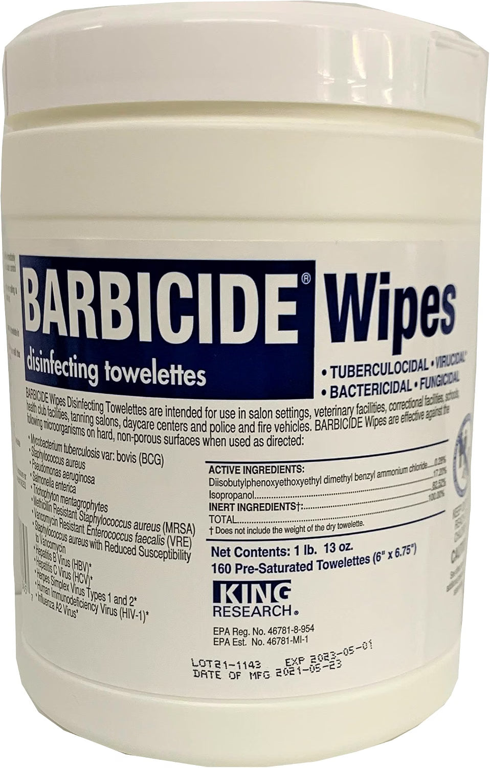 Barbicide Wipes, 160 Count