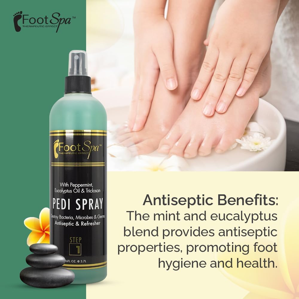 Pedi Spray Antiseptic, Mint & Eucalyptus - Refreshing Foot Care 16 oz