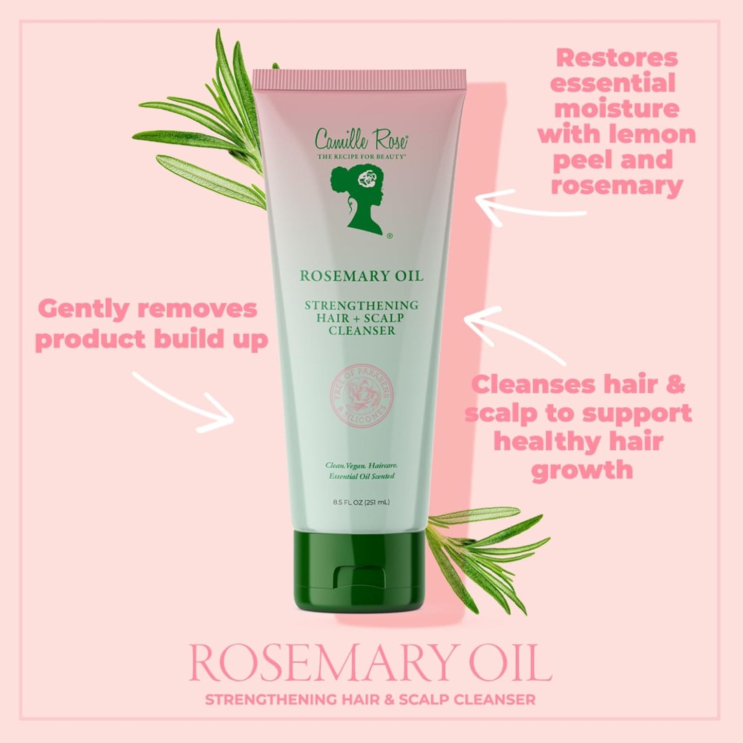 Camille Rose Rosemary Oil Hair and Scalp Cleanser with Castor 8.5 fl oz