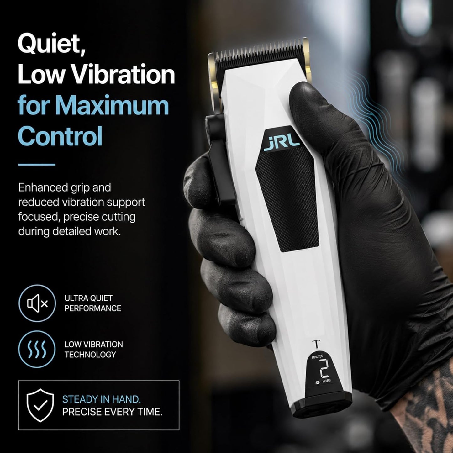 JRL 3000C Compact Clipper White – 7800 RPM Fade Tool