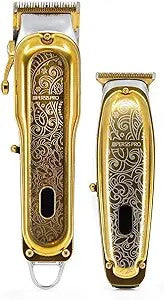 XPERSIS PRO Gold All Metal Cordless Barber Combo With Carrying Case