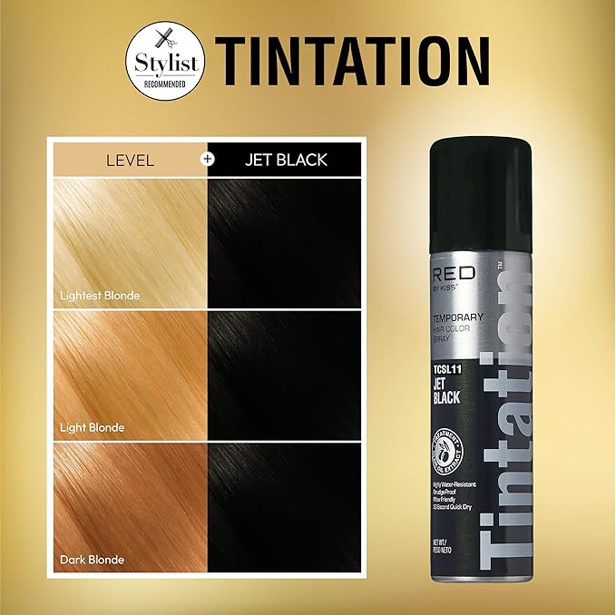 Red by Kiss Tintation Black Temporary Hair Color Spray 6 oz