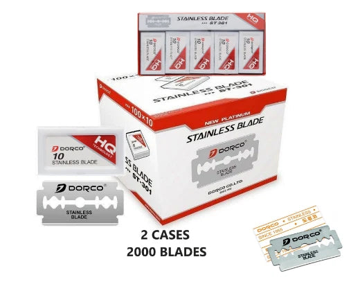 Dorco Red ST301 Double Edge Stainless Razor Blades 2 Cases | 2000 Blades
