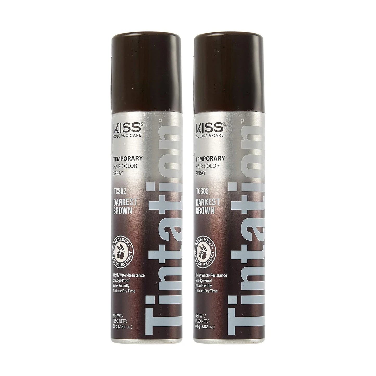 Red by Kiss Tintation Darkest Brown Temporary Hair Color Spray Pack Of Two 2.82 oz each