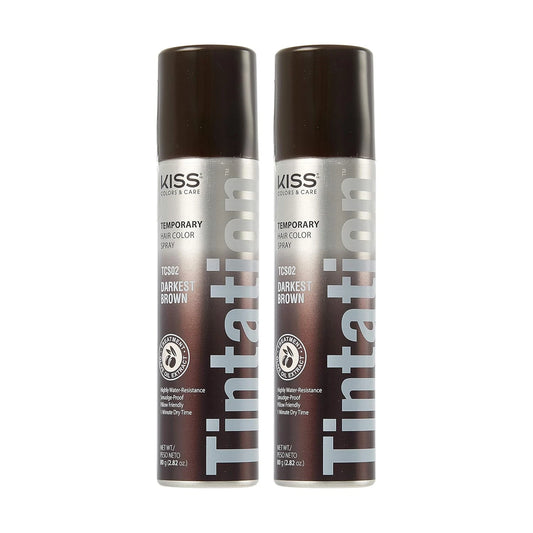 Red by Kiss Tintation Darkest Brown Temporary Hair Color Spray Pack Of Two 2.82 oz each