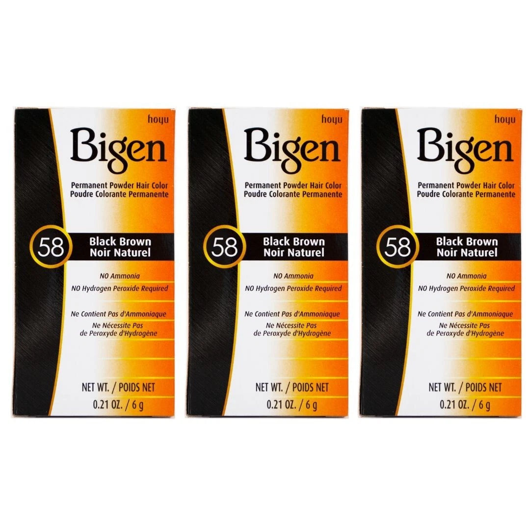 Bigen Powder Hair Color #58 Black Brown 0.21 oz Each
