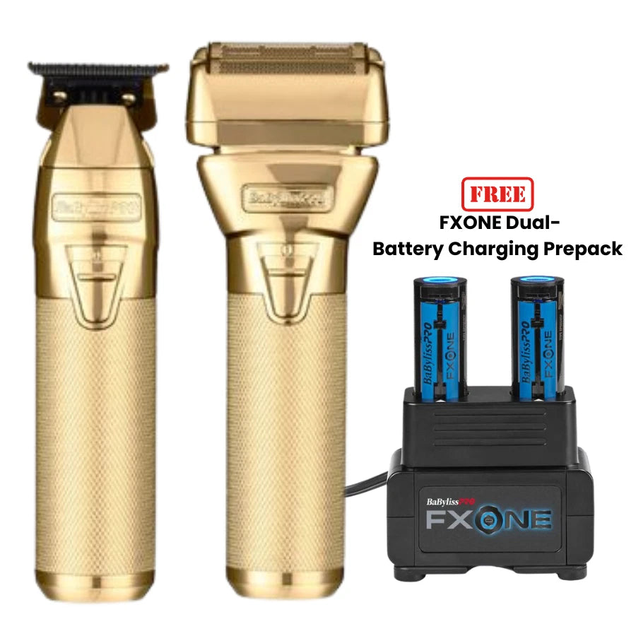 Babyliss PRO Tools Only FXONE Gold Trimmer And Double Foil Shaver  Bonus Double Battery