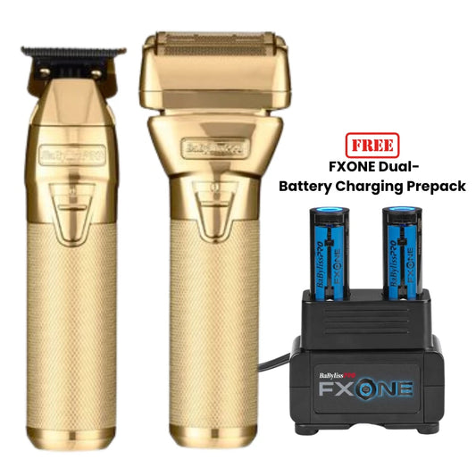 Babyliss PRO Tools Only FXONE Gold Trimmer And Double Foil Shaver  Bonus Double Battery