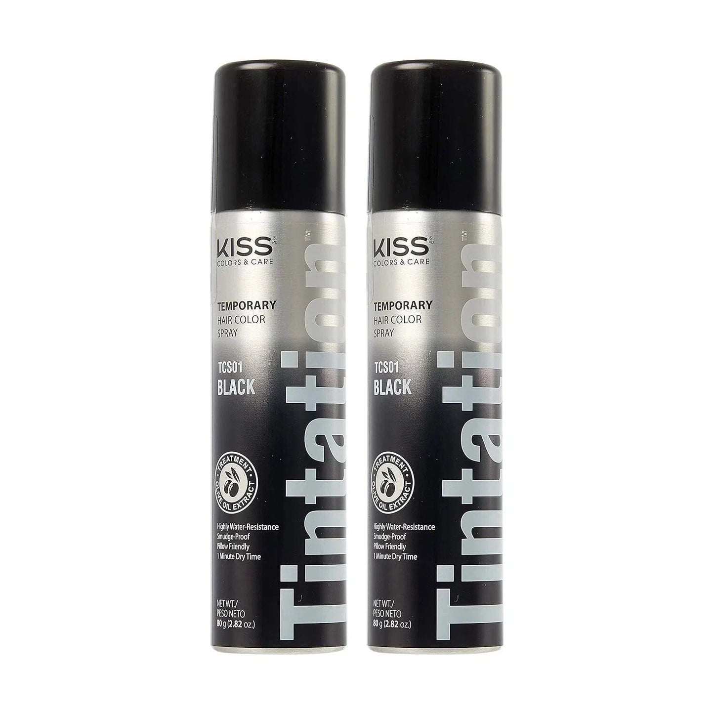 Red by Kiss Tintation Black Temporary Hair Color Spray Pack Of Two 2.82 oz each