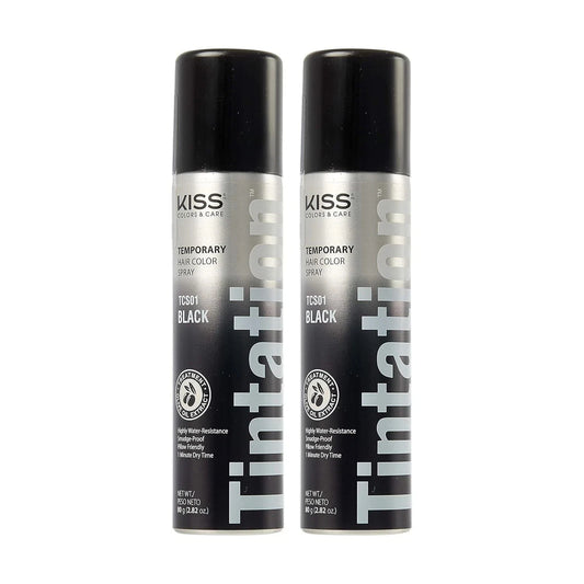Red by Kiss Tintation Black Temporary Hair Color Spray Pack Of Two 2.82 oz each