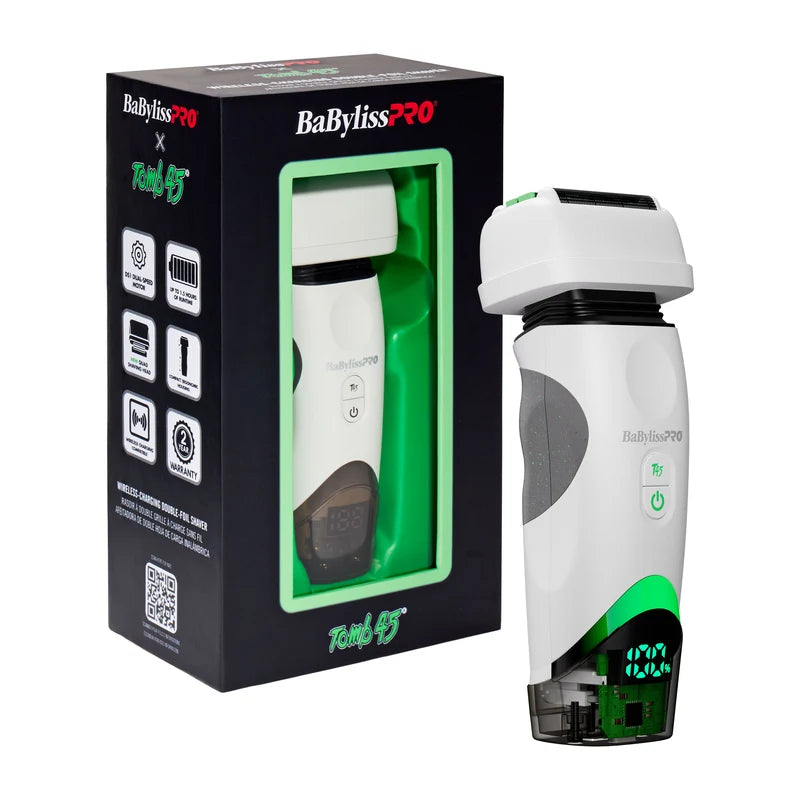 BaBylissPRO x Tomb45 Limited Edition Wireless Charging Double Foil Shaver - White (FXT45FSTW)