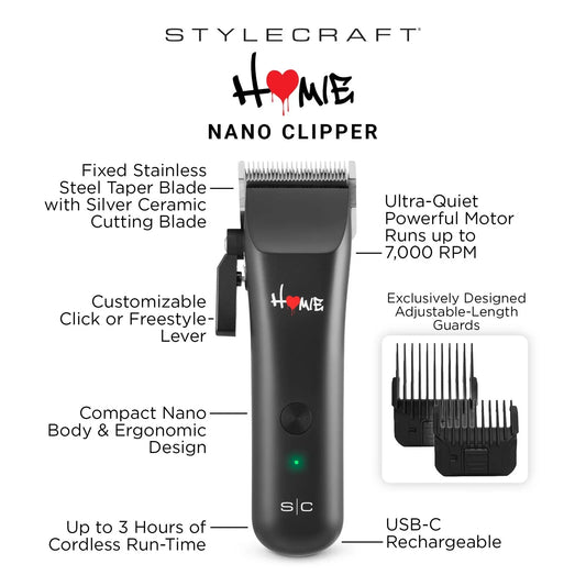 StyleCraft Homie Nano Clipper #SC628B – 7,000 RPM, 3-Hour Runtime